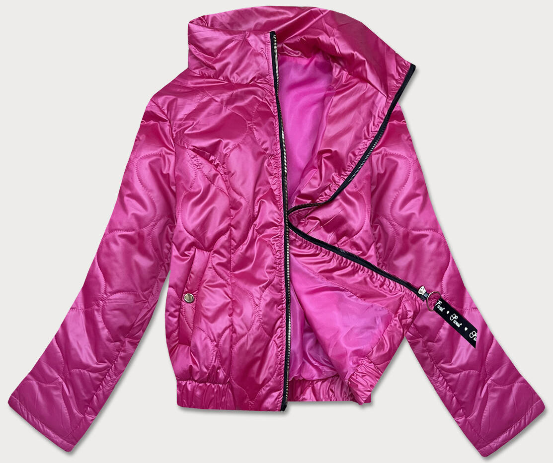 Krátká růžová bunda pro ženy se stojáčkem E7H27 SWEST, odcienie różu S (36) i392_21529-46