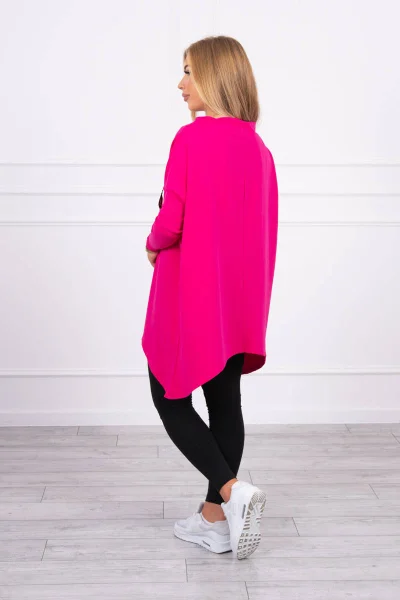 Dámská asymetrická oversize mikina fuchsiová K-Fashion