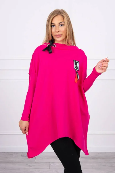 Dámská asymetrická oversize mikina fuchsiová K-Fashion