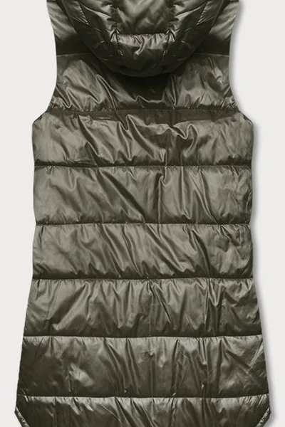 Dámská vesta v khaki barvě s geometrickou spodní částí 24B61 S'WEST