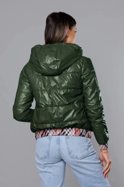 Krátká zelená bunda pro ženy s ozdobným lemováním C38PT0 S'WEST
