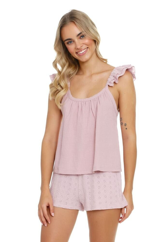 Růžové mušelínové pyžamo Susy od DN Nightwear, růžová S i43_77681_2:růžová_3:S_