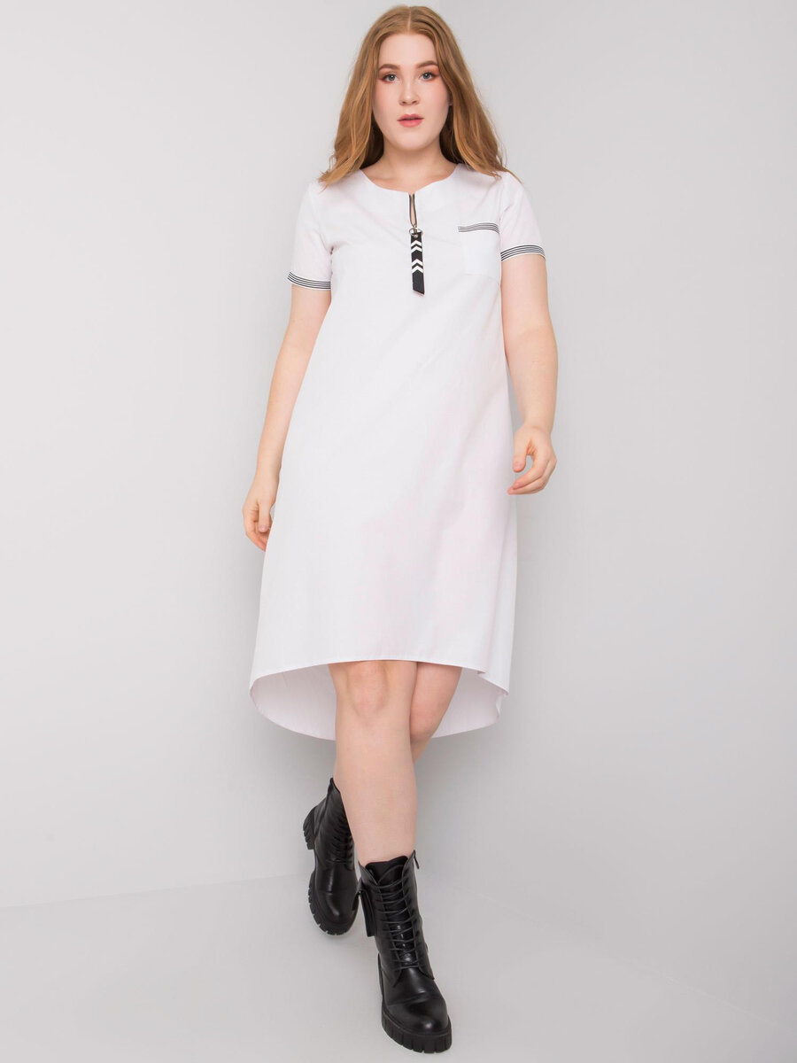Dámské bílé bavlněné šaty plus size FPrice, 48 i523_2016103030255