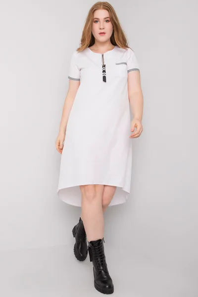 Dámské bílé bavlněné šaty plus size FPrice