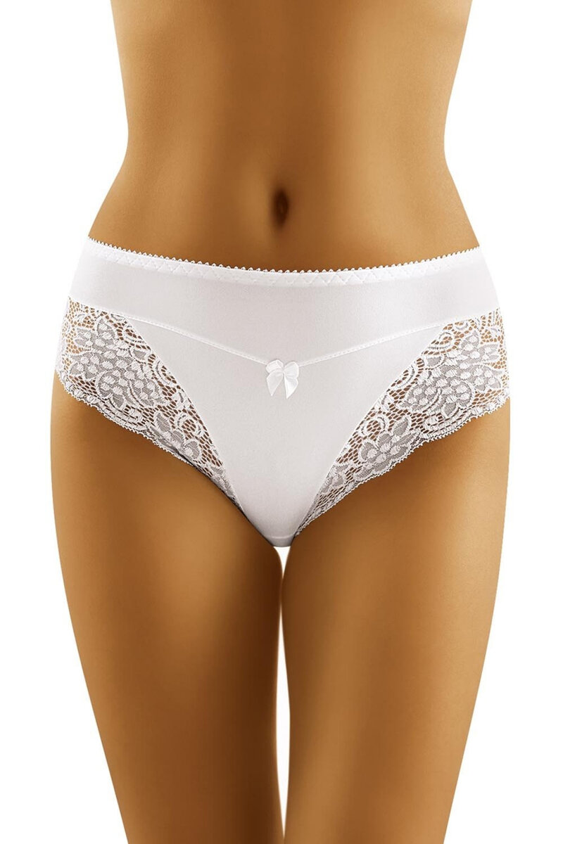 Dámské bílé maxi kalhotky s krajkou Sara od Wolbaru, Bílá XL i41_72565_2:bílá_3:XL_
