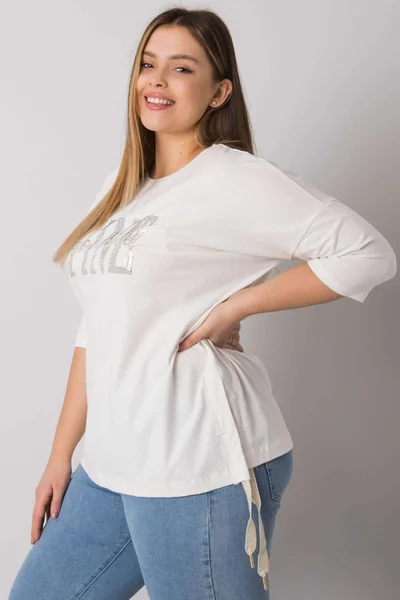 Bílá bavlněná halenka plus size FPrice