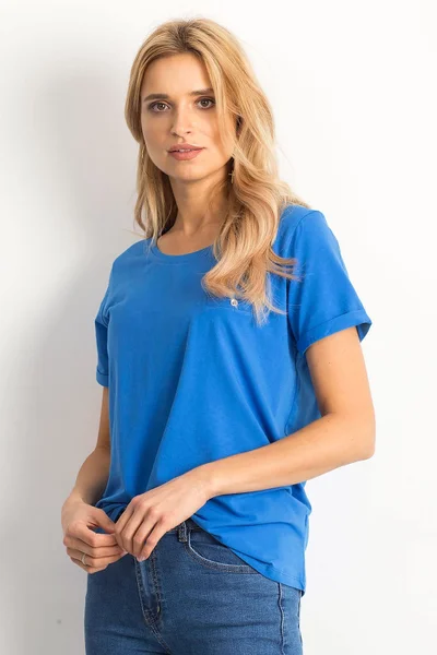 Základní tmavě modré dámské bavlněné tričko FPrice