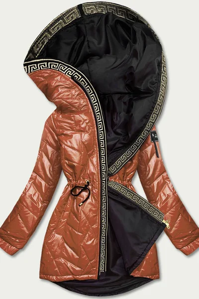 Bunda pro ženy v karamelové barvě s ozdobným prošíváním N1F13 S'WEST