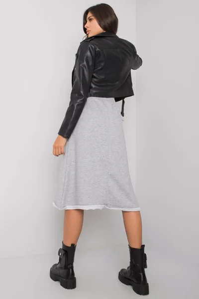 Dámská šedá melanžová rozšířená sukně z bavlny FPrice