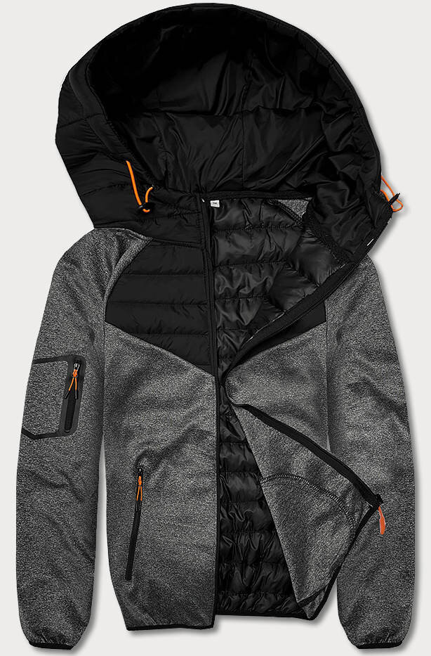 Černá zateplená bunda s kapucí pro muže od J.STYLE, odcienie czerni M i392_22095-1