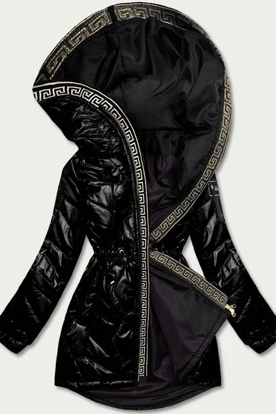 Černá bunda pro ženy s ozdobným prošíváním 049L93 S'WEST