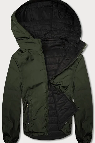 Khaki-černá oboustranná bunda s kapucí pro muže od J.STYLE