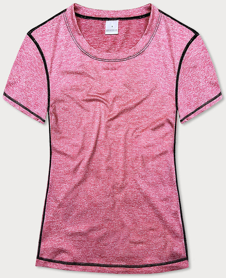 Růžové fitness tričko s výstřihem MADE IN ITALY, odcienie różu S (36) i392_22068-46