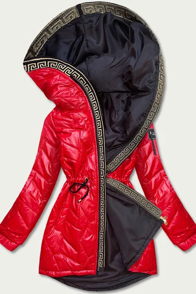 Červená bunda pro ženy s ozdobným prošíváním 94H S'WEST