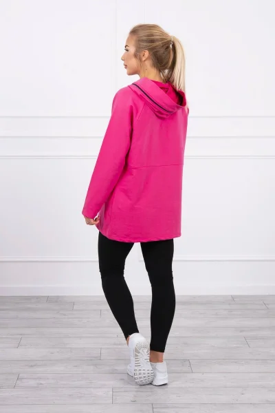 Tunika s kapucí na zip Oversize fuchsiová - K-Fashion