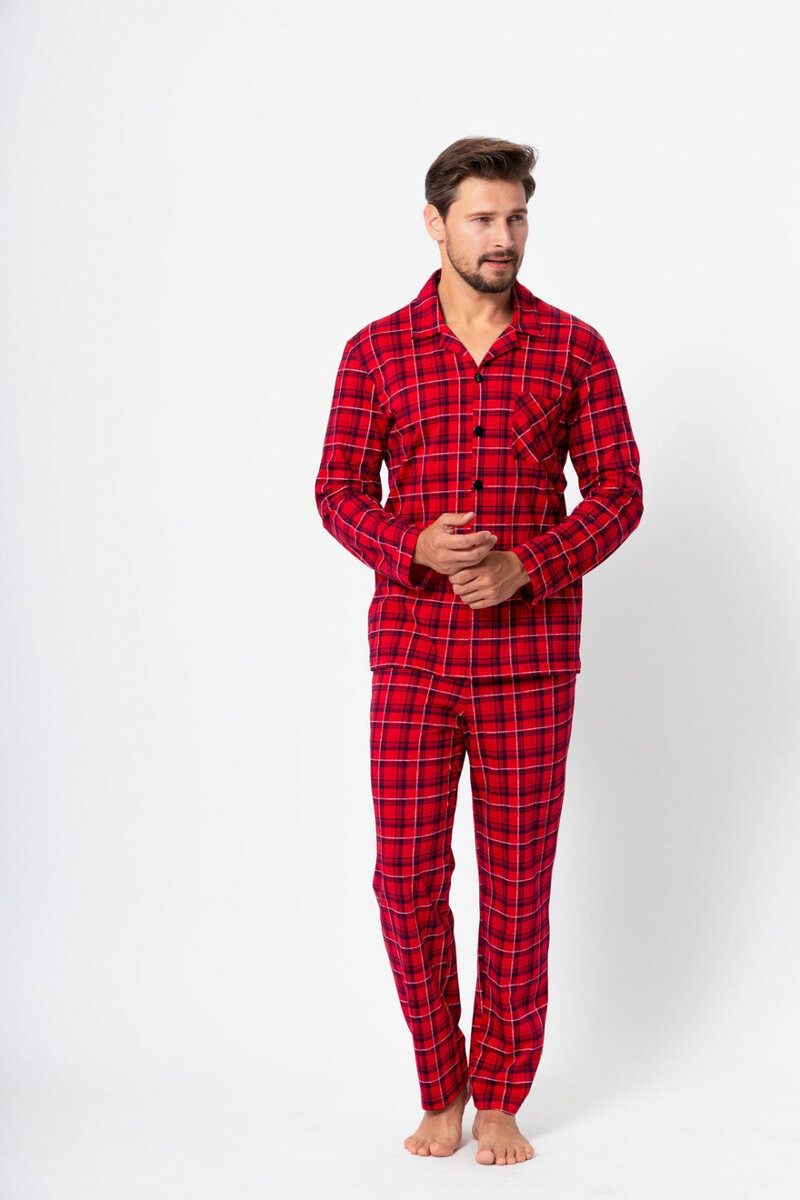 Červené pyžamo pro muže Alan s halenkou a dlouhými kalhotami, l i240_188571_2:L