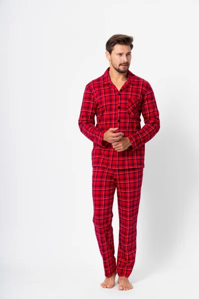 Červené pyžamo pro muže Alan s halenkou a dlouhými kalhotami