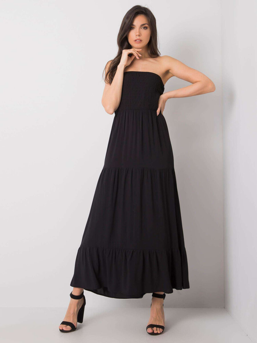 Černé dlouhé dámské šaty FRESH MADE - Elegantní Viskóza, M/L i10_P65268_2:281_