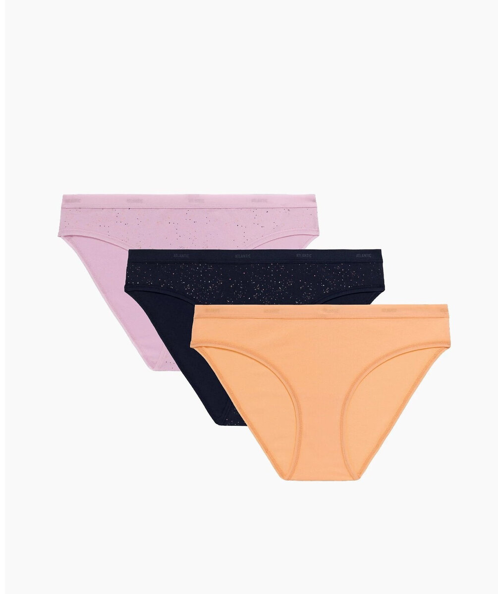 Sportovní dámské bavlněné kalhotky Atlantic (3 ks), růžovo-oranžovo-zelená L i384_6046477