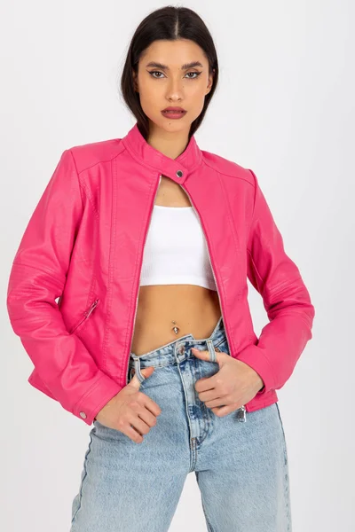 Růžová bunda pro ženy s krátkým střihem od FPrice