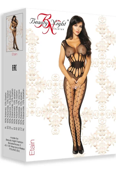 Černý průsvitný bodystocking s otevřeným rozkrokem