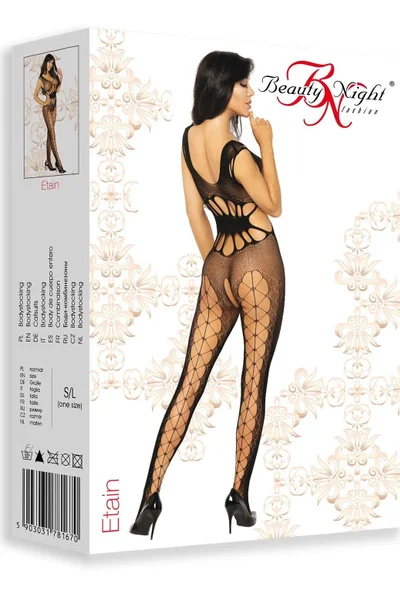 Černý průsvitný bodystocking s otevřeným rozkrokem