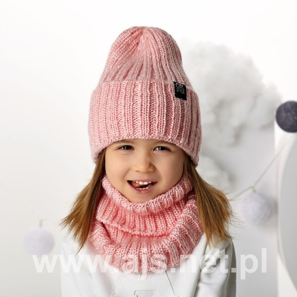 Zimní dívčí sada AJS s čepicí a nákrčníkem, směs barev 52-56 cm i384_56827584