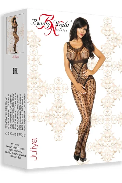 Černé průsvitné bodystocking s velkými oky - Juliya