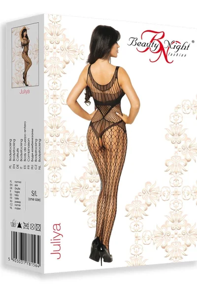 Černé průsvitné bodystocking s velkými oky - Juliya