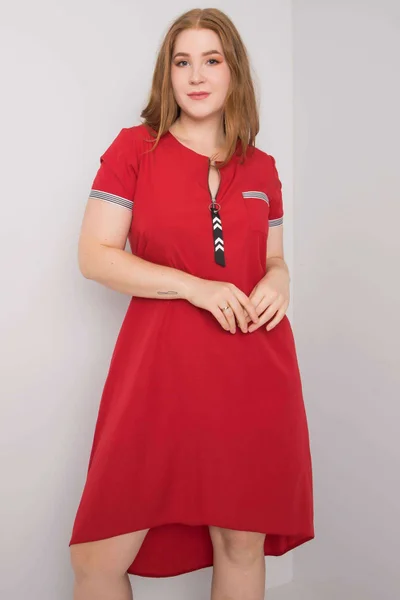 Dámské červené bavlněné plus size šaty FPrice