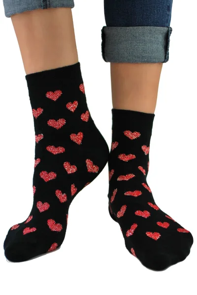 Černé luxusní dámské ponožky s lurexem - Noviti