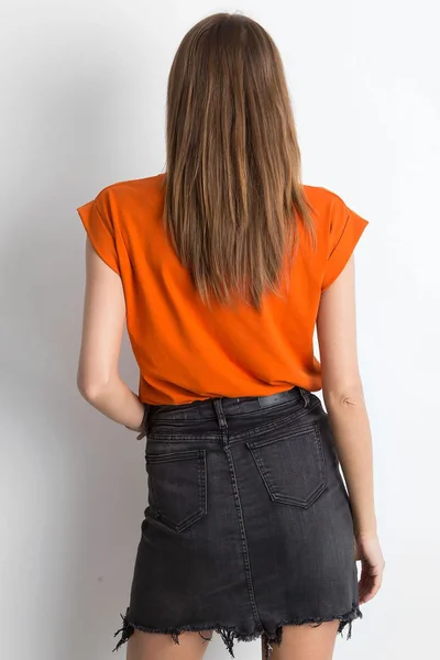 Oranžové dámské tričko - Fashionhunters Basic