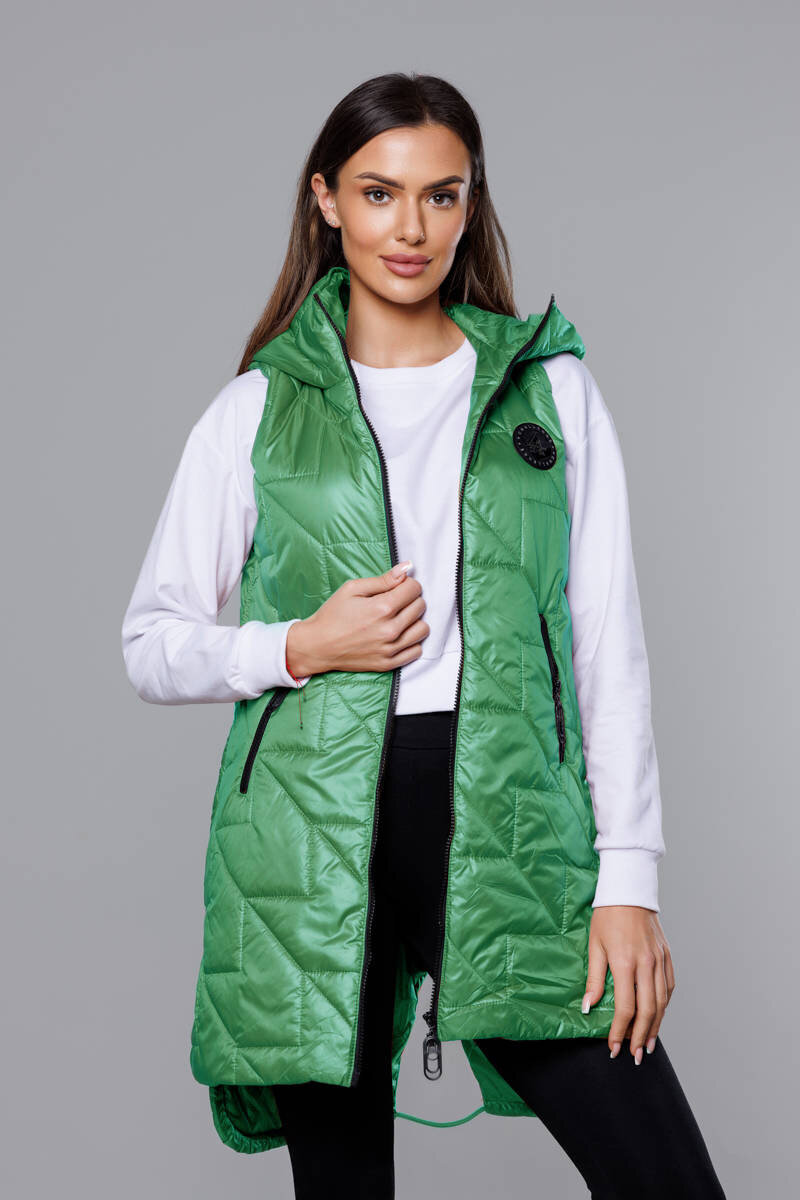 Zimní zelená dámská vesta s kapucí SWEST, odcienie zieleni L (40) i392_21477-49