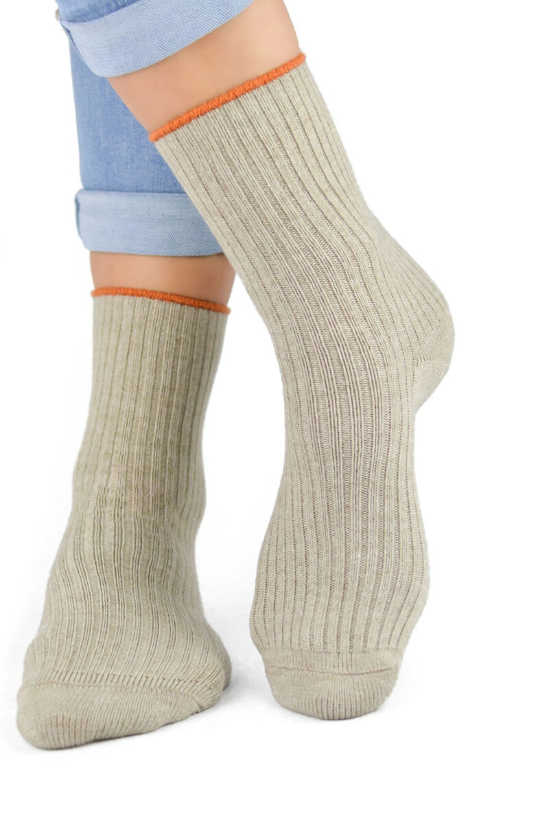 Lesklé béžové dámské ponožky z bavlny - Glamour Cotton, Béžová 36/41 i41_9999932983_2:béžová_3:36/41_