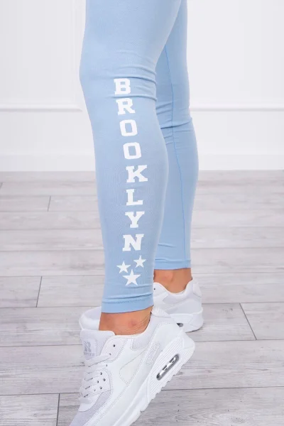 Dámské modré legíny s nápisy Brooklyn od K-Fashion