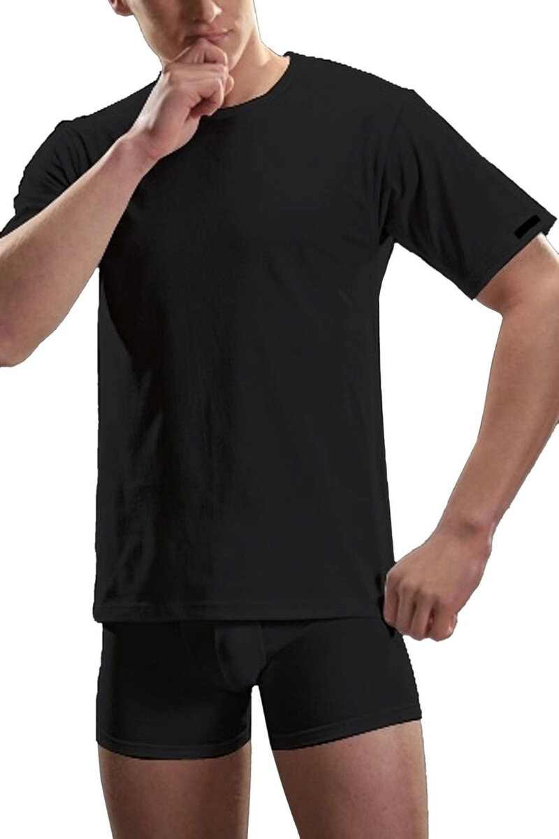 Černé pánské tričko 202 z kvalitní bavlny - Cornette, černá XL i41_79275_2:černá_3:XL_