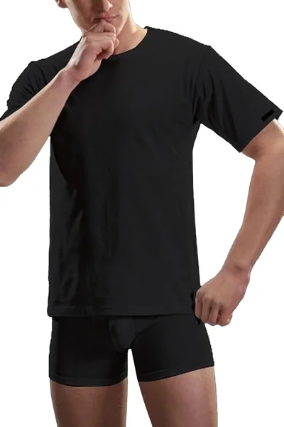 Černé pánské tričko 202 z kvalitní bavlny - Cornette