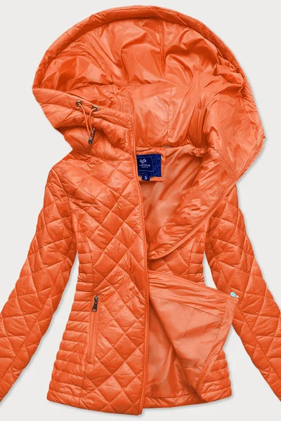 Oranžová prošívaná bunda pro ženy s kapucí 394625 Ann Gissy