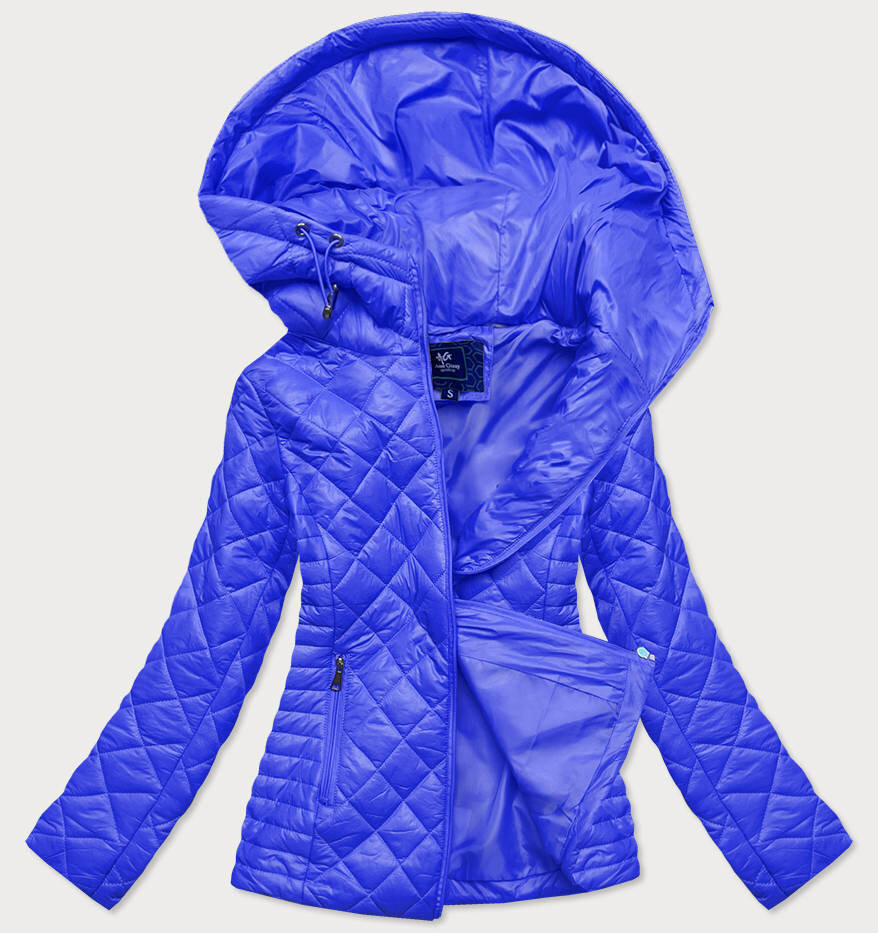 Světle modrá prošívaná bunda pro ženy s kapucí 55YUR Ann Gissy, odcienie niebieskiego S (36) i392_18214-46