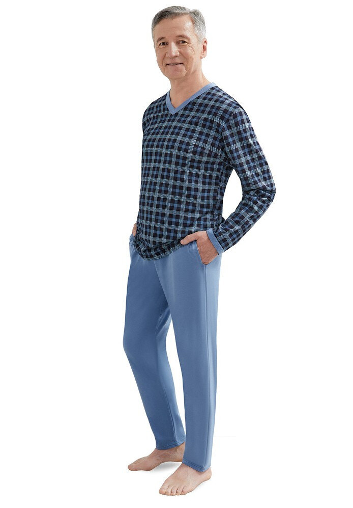 Kostkované pyžamo pro muže MARTEL Roman II 3XL-4XL, tmavě modrá 3xl i384_58950751