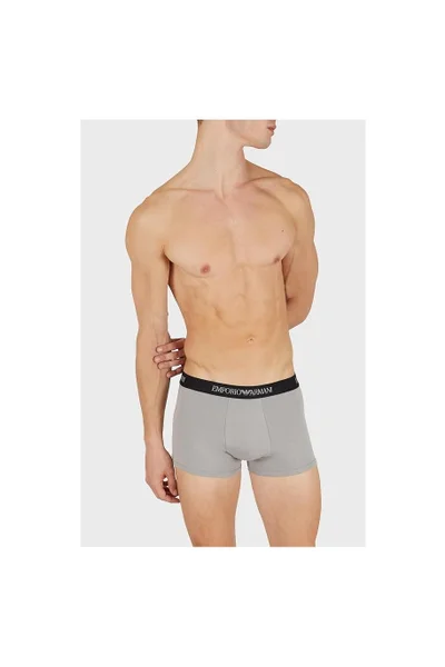 Emporio Armani pánské boxerky šedé s bílým potiskem (3 ks)