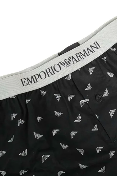 Emporio Armani pánské černé trenýrky s potiskem a elastickým pasem