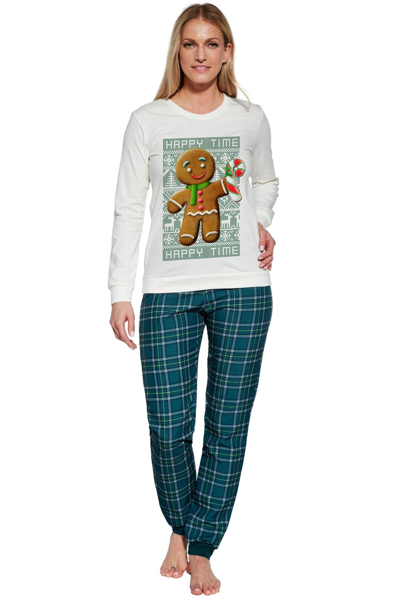 Kárované krémové pyžamo Cookie pro ženy, krémová XL i41_9999933173_2:krémová_3:XL_