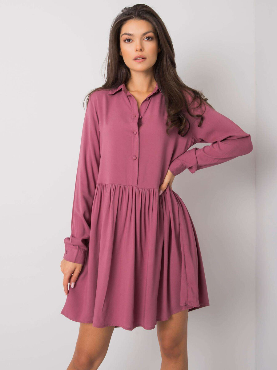 Dámské FRESH MADE Špinavě růžové šaty s límečkem FPrice, XL i523_4063813157329