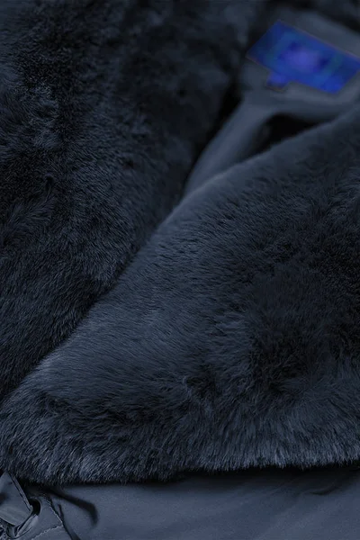 Zimní bunda s kožešinovým límcem - Modrá Příjemná