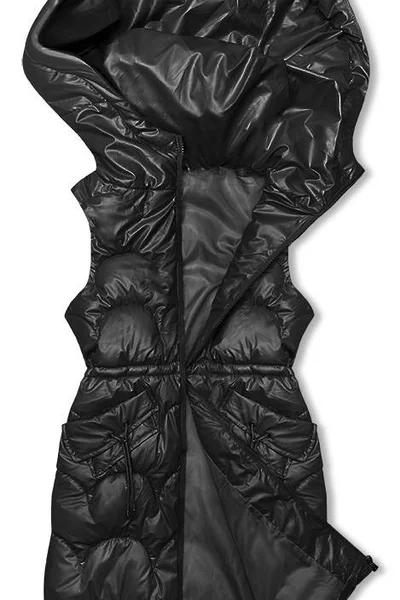 Černá dámská vesta s kapucí - Zimní péřová S'WEST