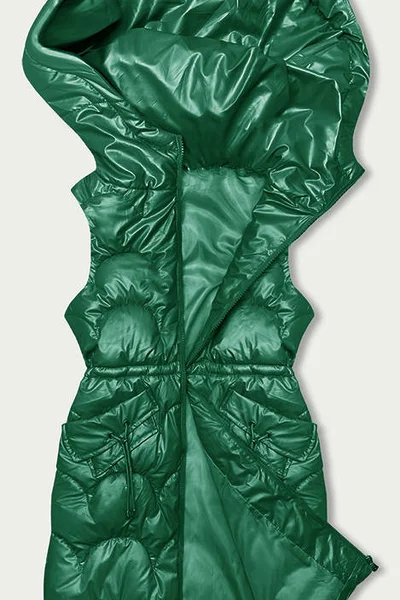 Zelená péřová vesta s kapucí a stahujícími gumami - Zimní zázrak