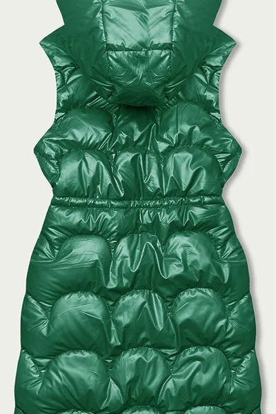 Zelená péřová vesta s kapucí a stahujícími gumami - Zimní zázrak