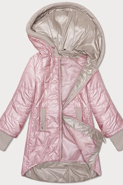 Růžová prošívaná bunda S'West s kapucí a stahovacími lemy