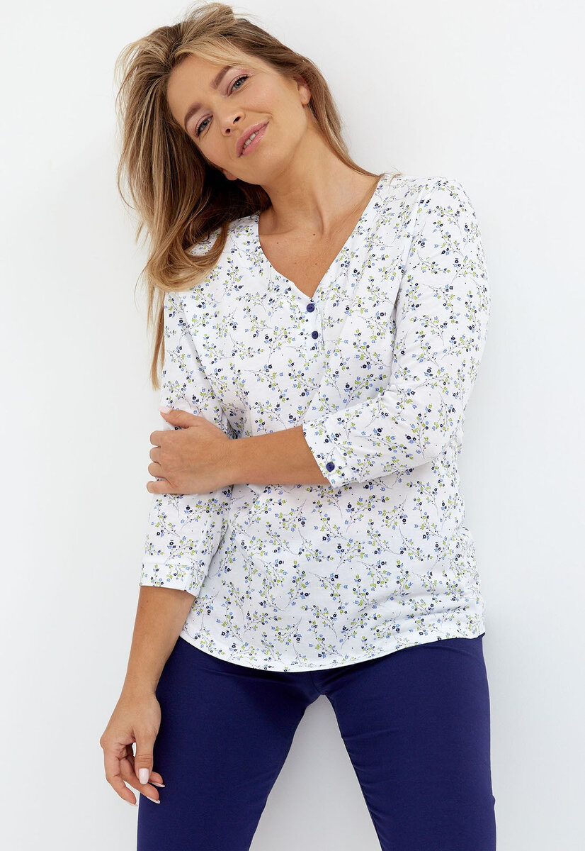 Květinové pyžamo pro ženy Cana S-XL, tmavě modrá L i384_69681616